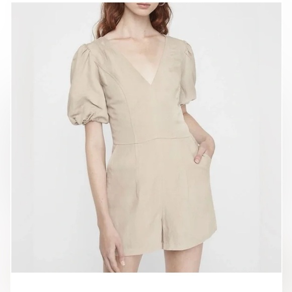 Urban Outfitters Pants - Express Linen-Blend Puff Sleeve Romper
